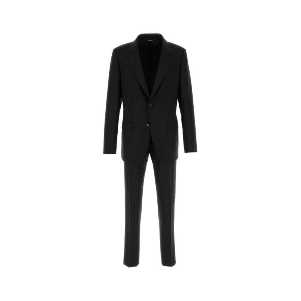Dolce & Gabbana Men Black Stretch Wool Suit